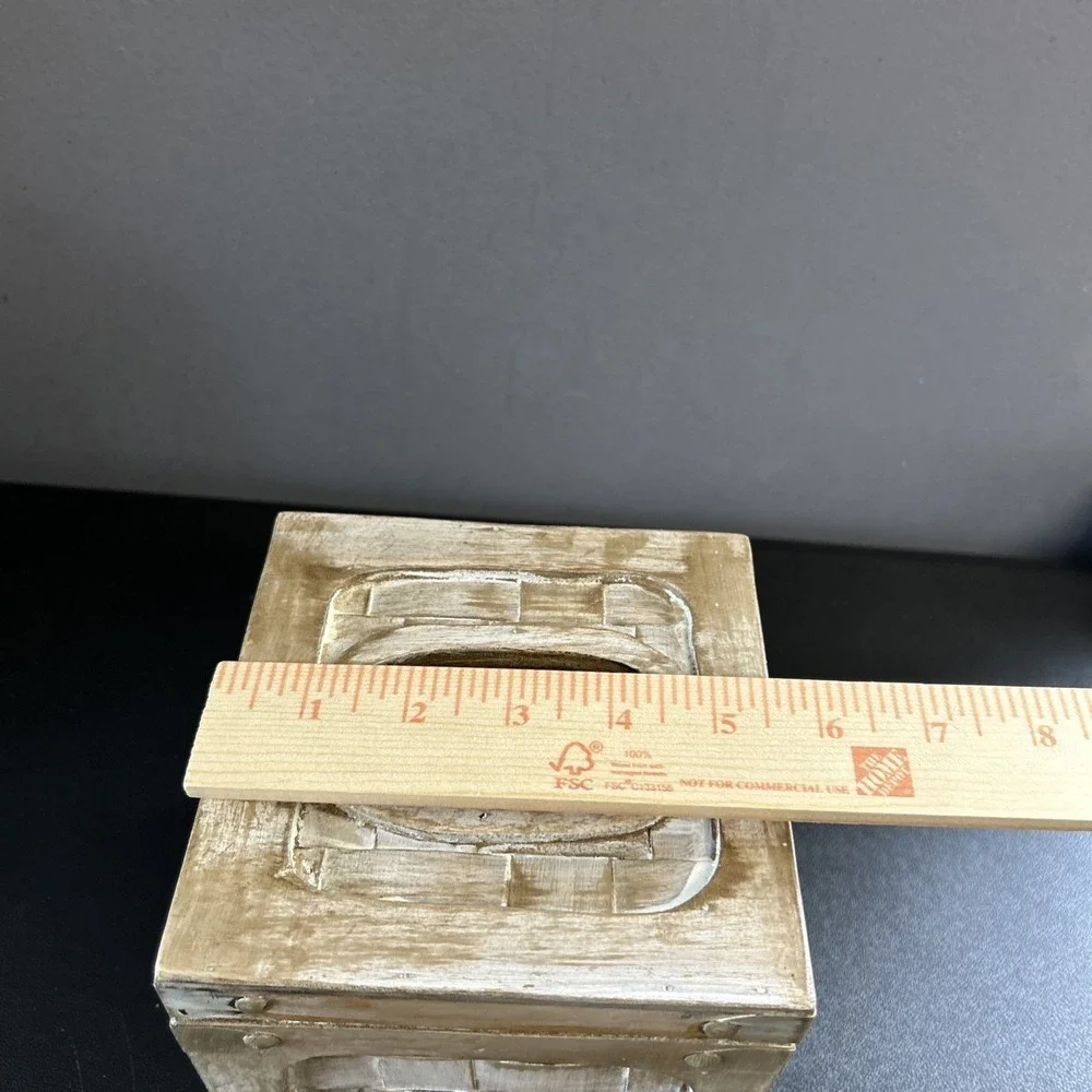 Rustic Cabin Upcycled Wooden Tissue Box Cover Square Facial Holder Hinged Lidded